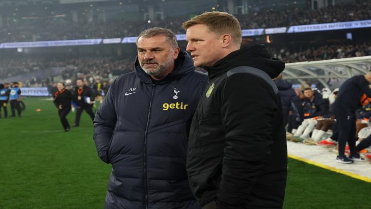Tottenham manager Ange Postecoglou and Newcastle manager Eddie Howe
